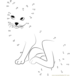 White Grey Cat Dot to Dot Worksheet
