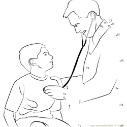Doctor using Stethoscope on child Dot to Dot Worksheet
