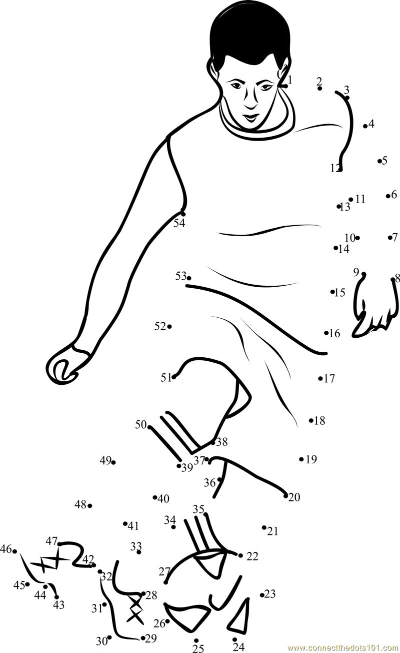 Football Playing Dot To Dot Printable Worksheet Connect The Dots