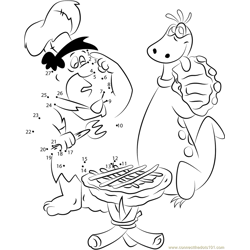 Fred Flintstone doing Cooking Dot to Dot Worksheet