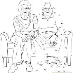 Grandparents Sitting on Sofa Dot to Dot Worksheet