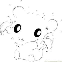 Cute Hamtaro Dot to Dot Worksheet