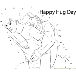 Love Couple Hug Dot to Dot Worksheet