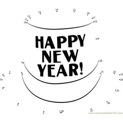 Happy new year hat Dot to Dot Worksheet