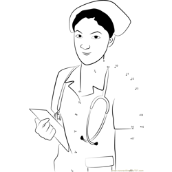 Nurse with Stethoscope and Notepad Dot to Dot Worksheet
