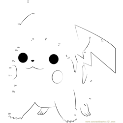 Pikachu by Caridea Dot to Dot Worksheet