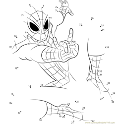 Spiderman dot to dot printable worksheet - Connect The Dots