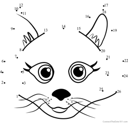Pet Parade Persian Puppy Face Dot to Dot Worksheet