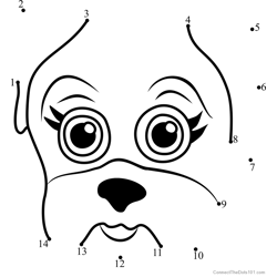 Pet Parade Pug Puppy Face Dot to Dot Worksheet