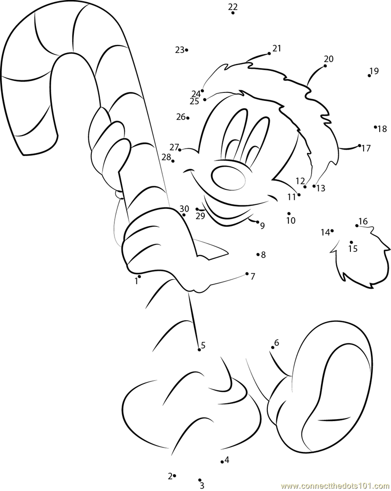 Connect the Dots Mickey Mouse Merry Christmas Cane ...