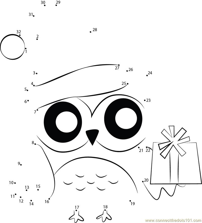 Free owl - dot to dot coloring pages
