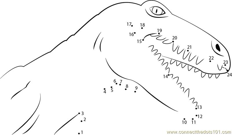 Connect the Dots Dinosaur Smiling (Animals > Dinosaur) - dot to dots ...