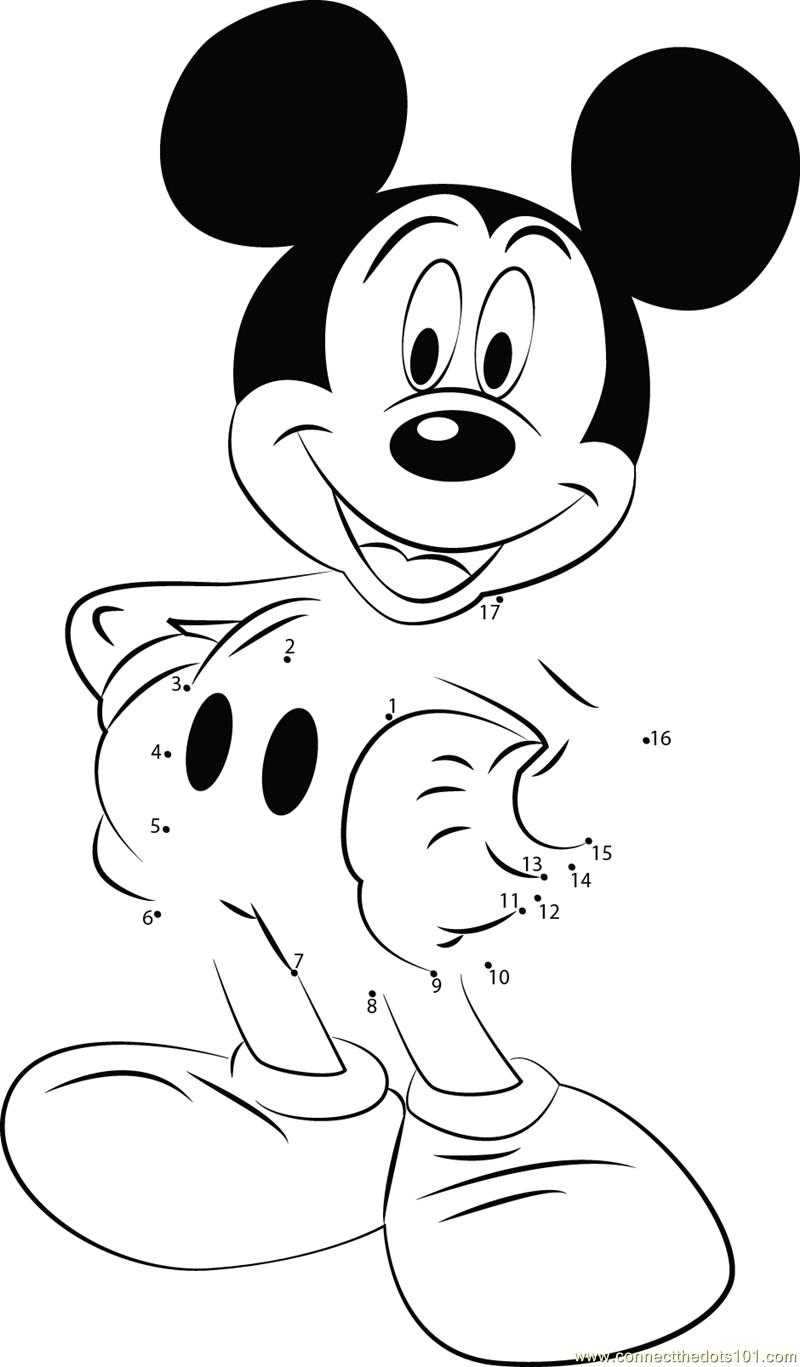 Connect the Dots Mickey Mouse Smile (Cartoons > Mickey Mouse) dot to