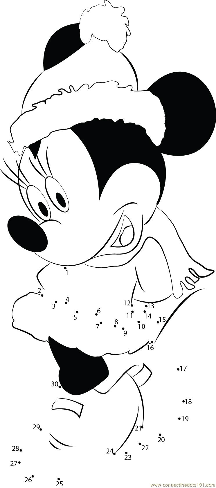 Connect the Dots Minnie mouse santa look (Cartoons > Minnie Mouse ...