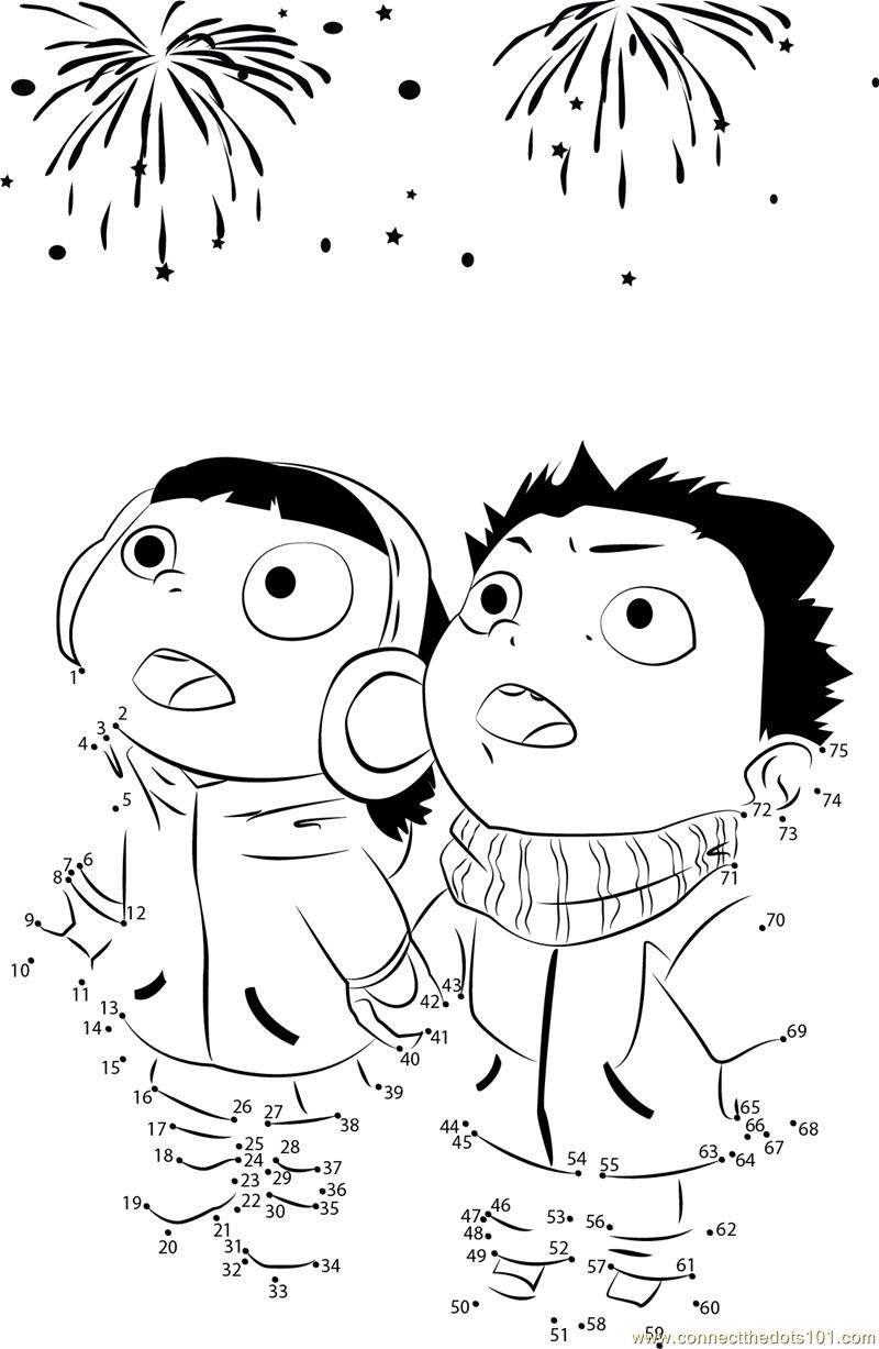 Connect the Dots Happy New Year Fireworks (Holidays > New Year) - dot