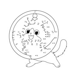 Cat Playing With Wolla Hoop Ring Dot to Dot Worksheet