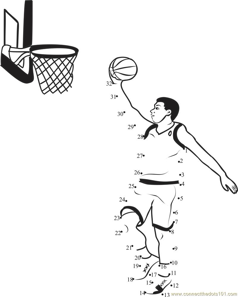 Basketball Bounce Dot To Dot Printable Worksheet Connect The Dots