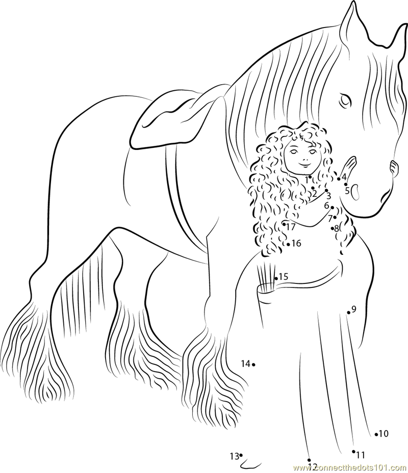 Merida With Horse Dot To Dot Printable Worksheet Connect The Dots