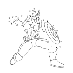 Captain America Attack On Enemy Dot to Dot Worksheet