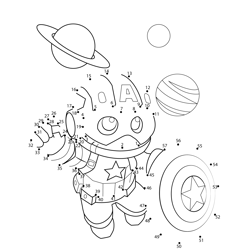 Captain America In A Space Suit Dot to Dot Worksheet