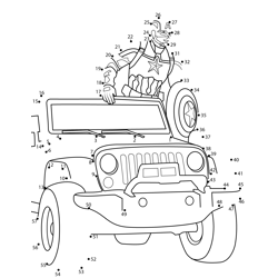 Captain America Standing On Jeep Dot to Dot Worksheet