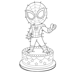 Spiderman Birthday Cake Dot to Dot Worksheet