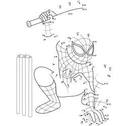 Spiderman Cricketer Dot to Dot Worksheet