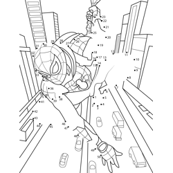 Spiderman High Jump City Dot to Dot Worksheet