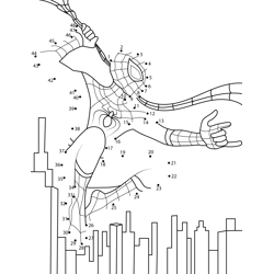 Spiderman High Jump With Spiderweb Dot to Dot Worksheet