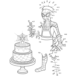 Spiderman Making Cake Dot to Dot Worksheet