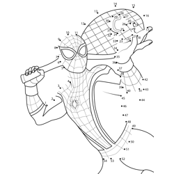 Spiderman Playing Badminton Dot to Dot Worksheet