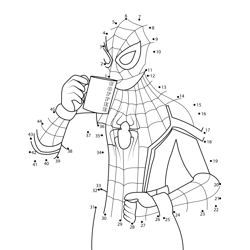 Spiderman Sips Coffee Dot to Dot Worksheet