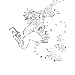 Spiderman Track Enemy On Mobile Dot to Dot Worksheet
