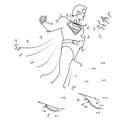 Superman Dancing Dot to Dot Worksheet