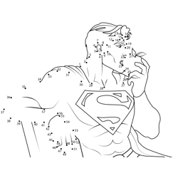 Superman Eating Apple Dot to Dot Worksheet