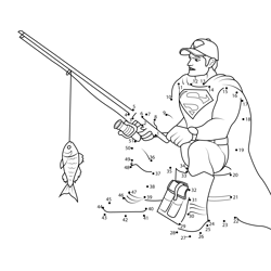 Superman Fishing Dot to Dot Worksheet