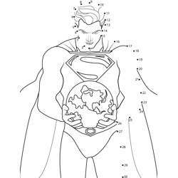 Superman Holding Earth Dot to Dot Worksheet