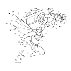 Superman Lifting Car Dot to Dot Worksheet