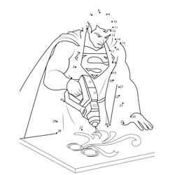 Superman Making Wooden Design Dot to Dot Worksheet