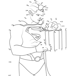 Superman Present A Surprise Gift Dot to Dot Worksheet