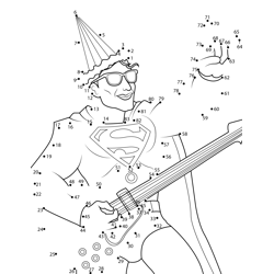 Superman Rocking Dance On Birthday Party Dot to Dot Worksheet