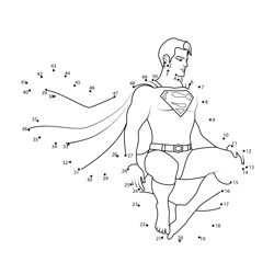 Superman Siting On Ball Dot to Dot Worksheet