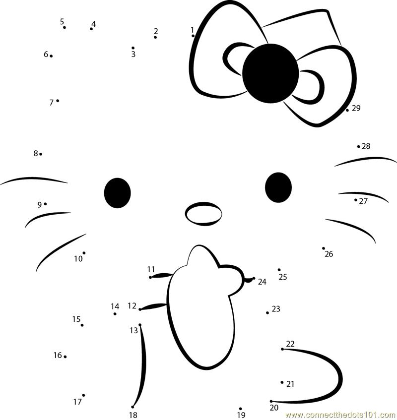 Hello Kitty 1 dot to dot printable worksheet - Connect The Dots