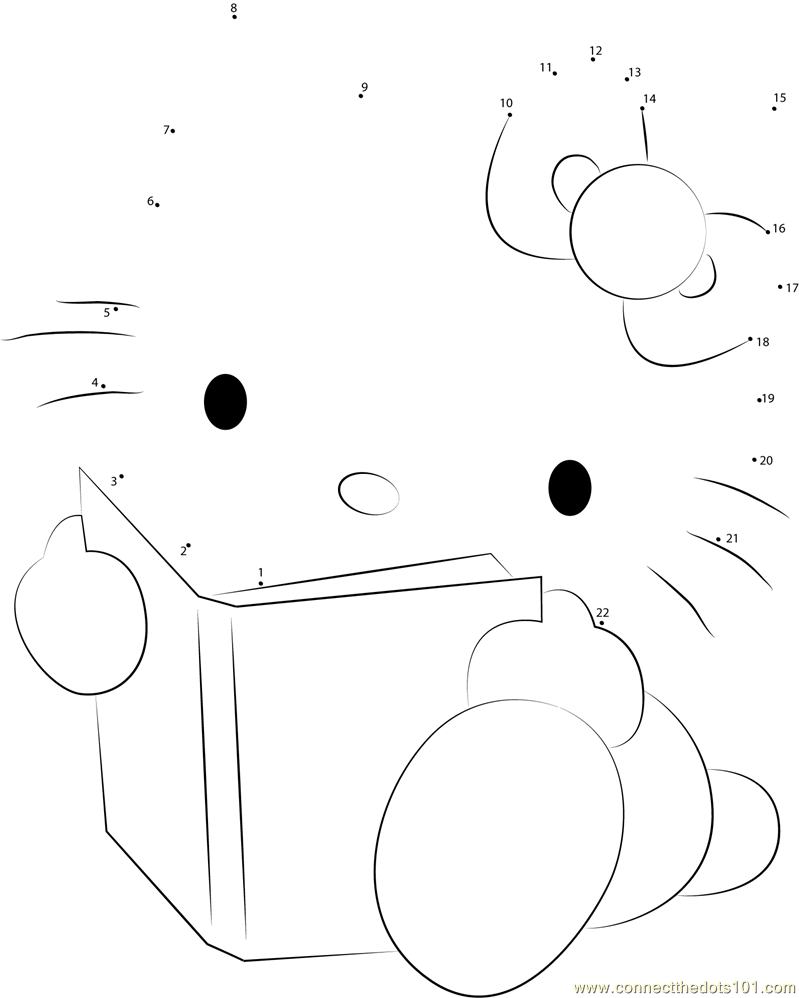 Hello Kitty Reading a Book dot to dot printable worksheet - Connect The ...