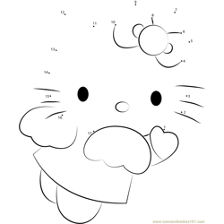 Hello Kitty Connect the Dots Worksheets Printable for Kids