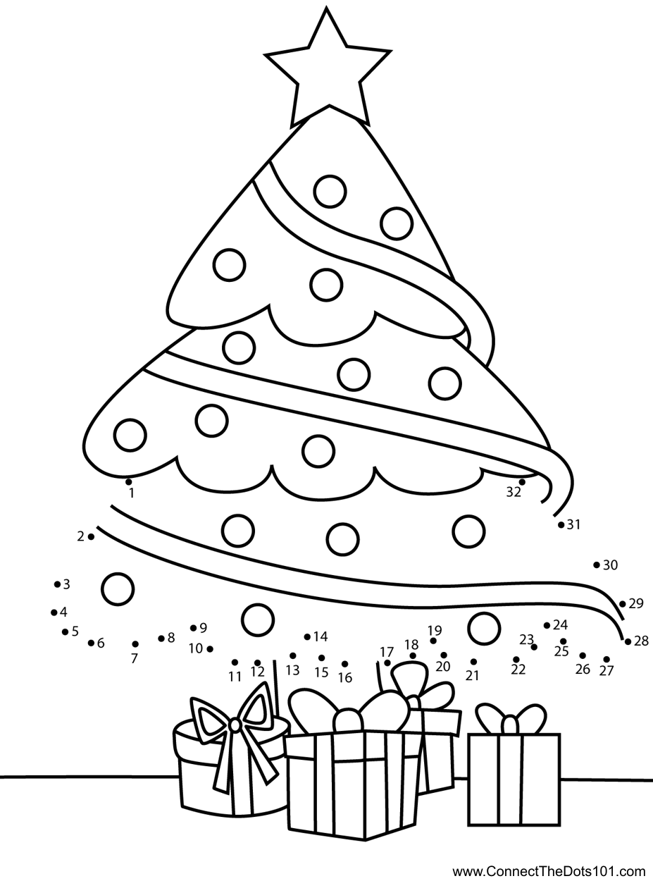 Christmas Tree Dot To Dot Printable Worksheet Connect The Dots