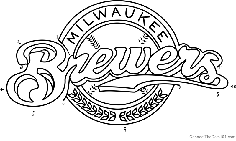 Milwaukee Brewers Logo dot to dot printable worksheet - Connect The Dots