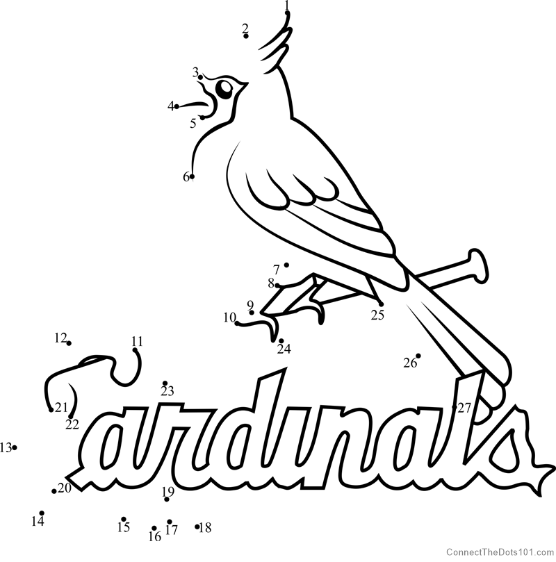 St Louis Cardinals Logo dot to dot printable worksheet - Connect The Dots