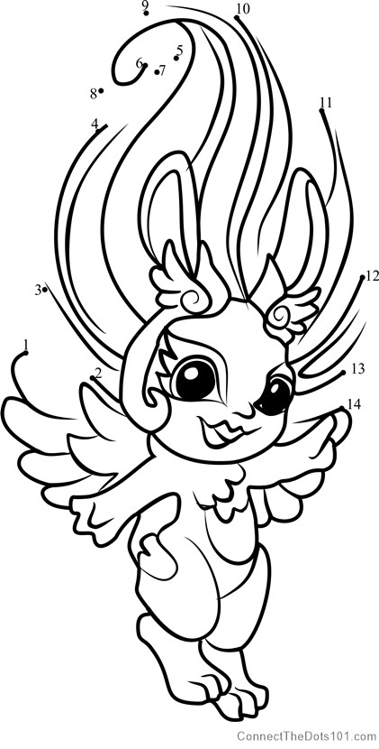 Angel-Hop from The Zelfs dot to dot printable worksheet - Connect The Dots