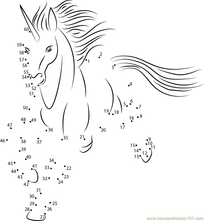 unicorn by dolphy dot to dot printable worksheet connect